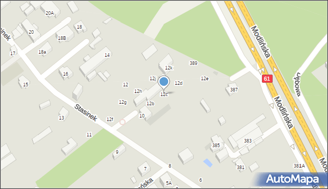 Warszawa, Stasinek, 12c, mapa Warszawy