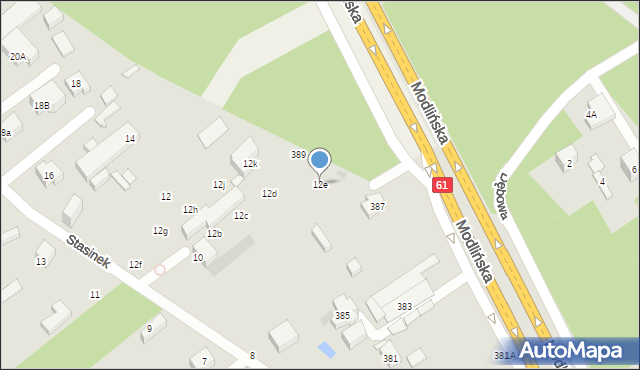 Warszawa, Stasinek, 12e, mapa Warszawy