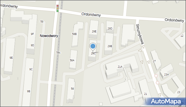 Warszawa, Strumykowa, 29C, mapa Warszawy