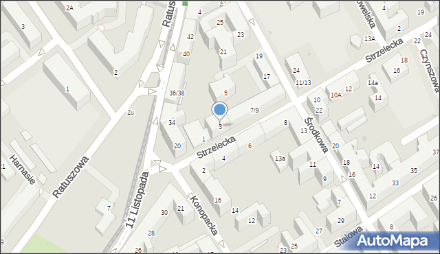 Warszawa, Strzelecka, 3, mapa Warszawy