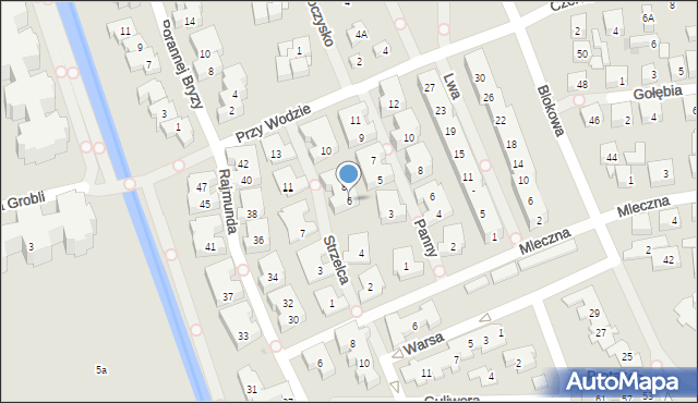 Warszawa, Strzelca, 6, mapa Warszawy