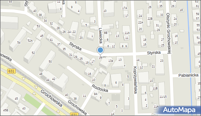 Warszawa, Styrska, 15, mapa Warszawy