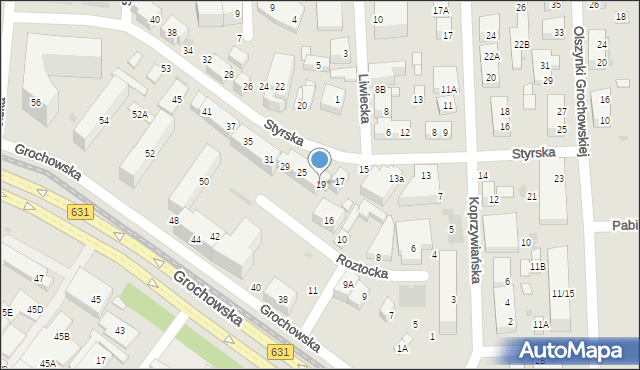 Warszawa, Styrska, 19, mapa Warszawy