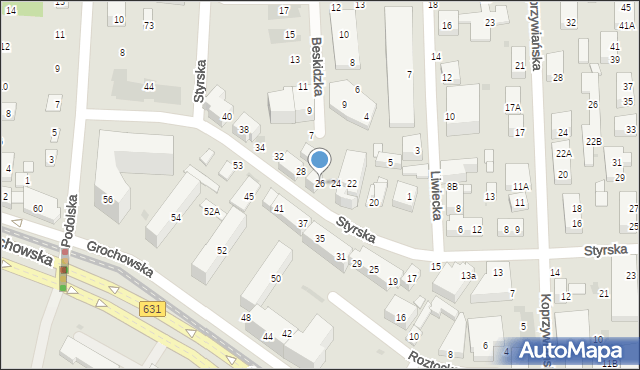 Warszawa, Styrska, 26, mapa Warszawy