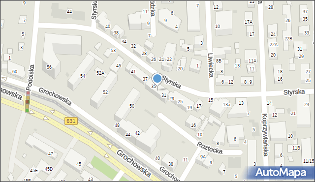 Warszawa, Styrska, 33, mapa Warszawy