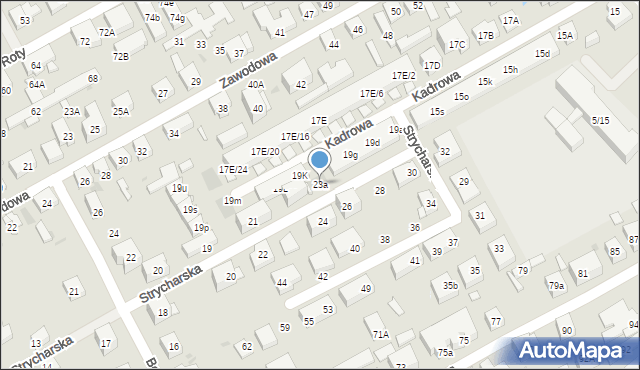 Warszawa, Strycharska, 23a, mapa Warszawy