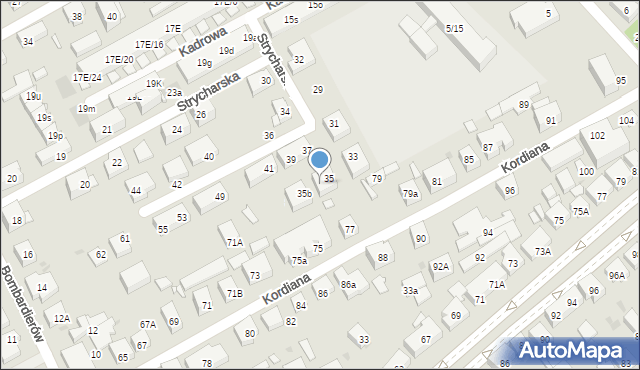 Warszawa, Strycharska, 35a, mapa Warszawy