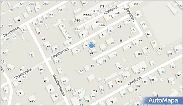Warszawa, Strycharska, 44, mapa Warszawy
