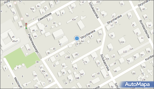 Warszawa, Strycharska, 6, mapa Warszawy