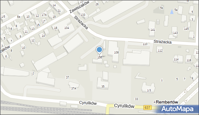 Warszawa, Strażacka, 106, mapa Warszawy