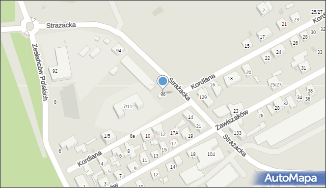 Warszawa, Strażacka, 96, mapa Warszawy