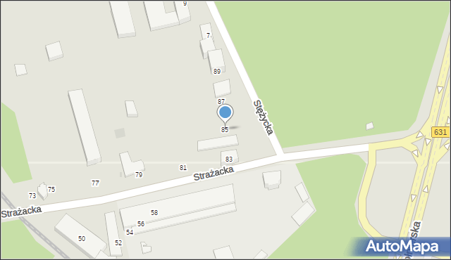 Warszawa, Strażacka, 85, mapa Warszawy