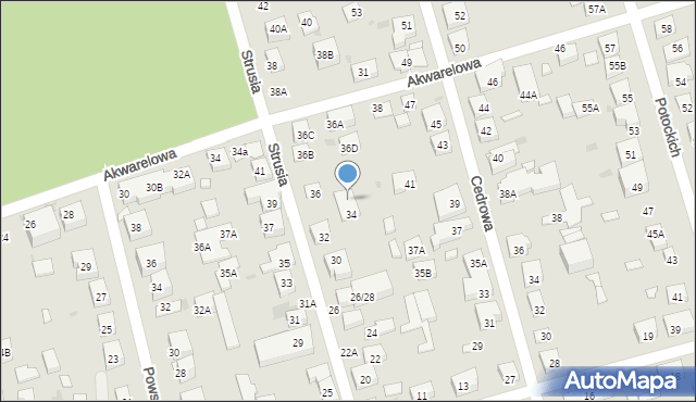 Warszawa, Strusia Józefa, 34A, mapa Warszawy