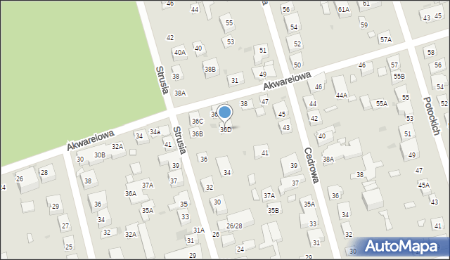 Warszawa, Strusia Józefa, 36D, mapa Warszawy