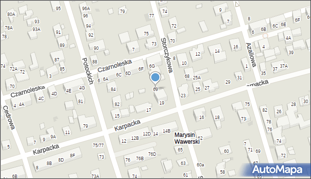 Warszawa, Storczykowa, 69, mapa Warszawy