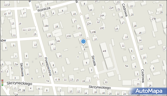 Warszawa, Strusia Józefa, 9A, mapa Warszawy