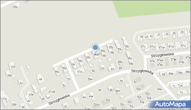 Warszawa, Strzygłowska, 55m, mapa Warszawy