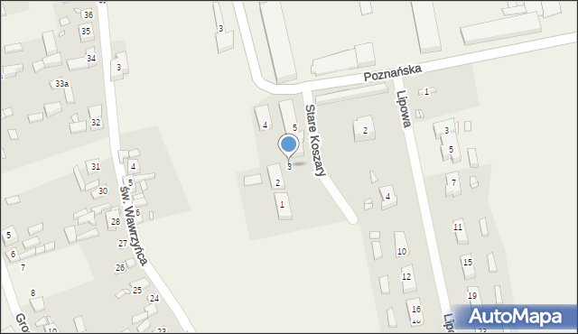 Wąsowo, Stare Koszary, 3, mapa Wąsowo