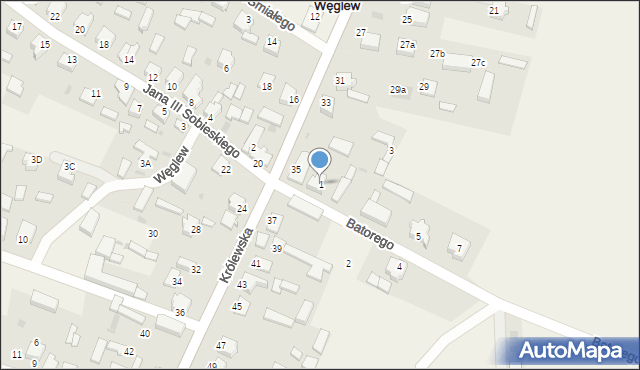 Węglew, Stefana Batorego, 1, mapa Węglew