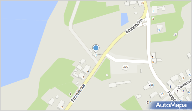 Węgorzyno, Strzelecka, 1, mapa Węgorzyno