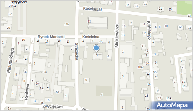 Węgrów, Strażacka, 3, mapa Węgrów