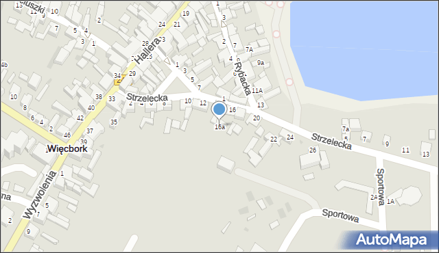 Więcbork, Strzelecka, 16a, mapa Więcbork
