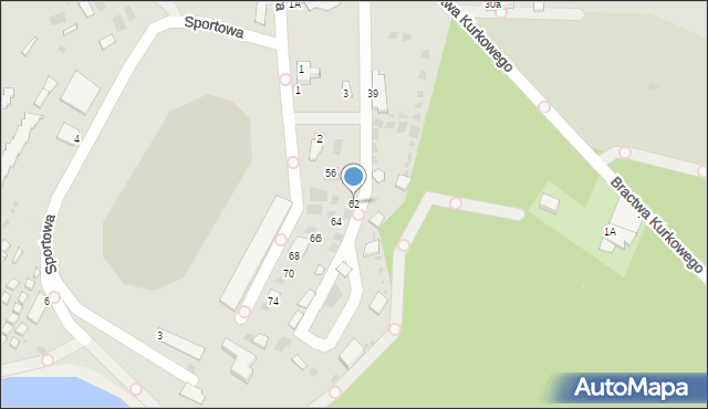 Więcbork, Strzelecka, 62b, mapa Więcbork