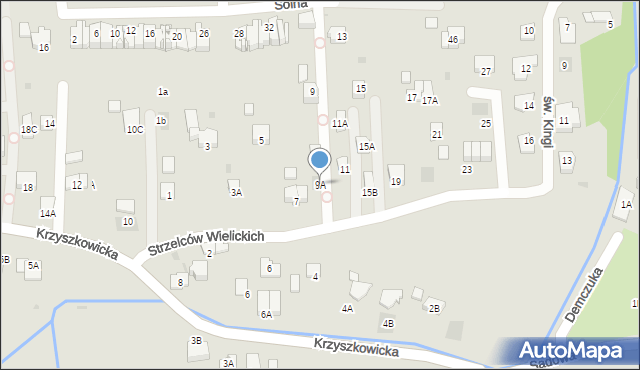 Wieliczka, Strzelców Wielickich, 9A, mapa Wieliczka