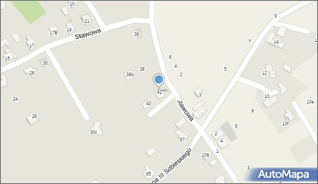 Wilamowice, Stawowa, 42, mapa Wilamowice