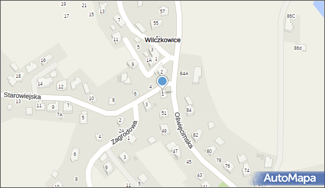 Wilczkowice, Starowiejska, 1, mapa Wilczkowice