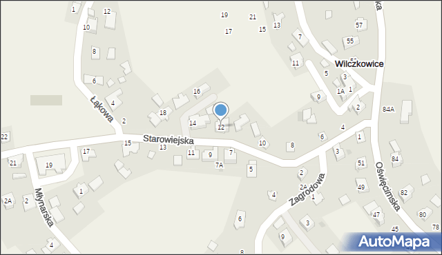 Wilczkowice, Starowiejska, 12, mapa Wilczkowice