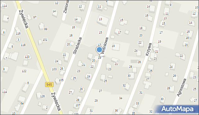 Wilkowice, Strażacka, 19, mapa Wilkowice