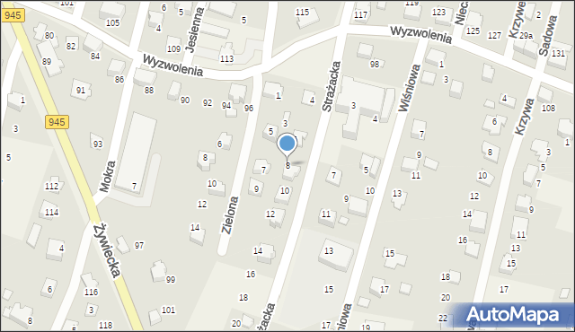 Wilkowice, Strażacka, 8, mapa Wilkowice