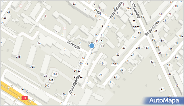 Włocławek, Starodębska, 17, mapa Włocławka