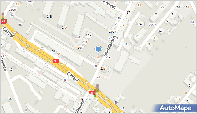 Włocławek, Starodębska, 26, mapa Włocławka