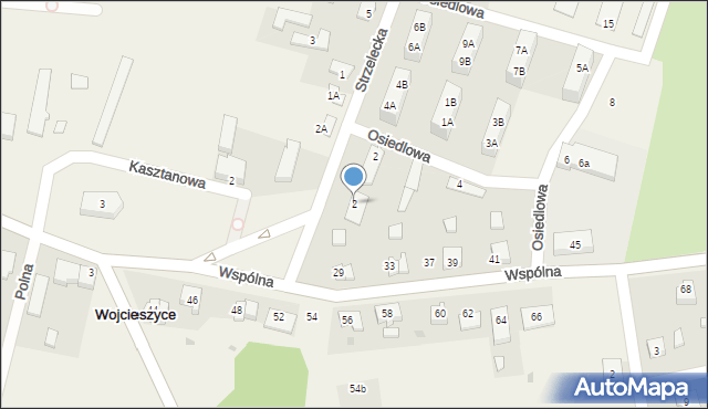 Wojcieszyce, Strzelecka, 2, mapa Wojcieszyce
