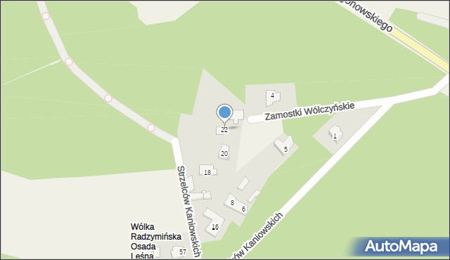 Wólka Radzymińska, Strzelców Kaniowskich, 22, mapa Wólka Radzymińska