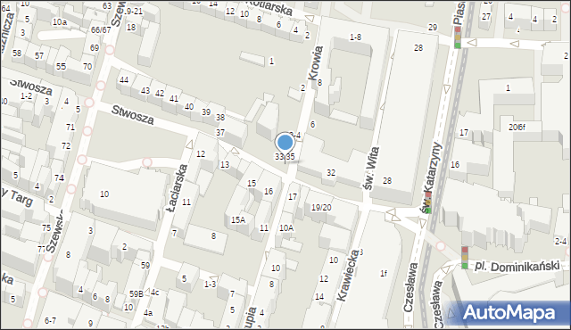 Wrocław, Stwosza Wita, 33-35, mapa Wrocławia