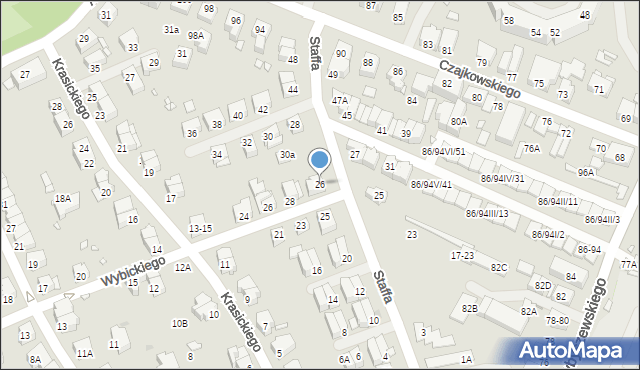 Wrocław, Staffa Leopolda, 26, mapa Wrocławia