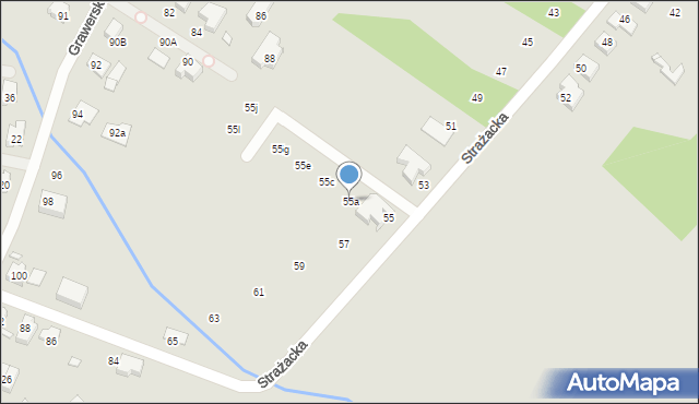 Wrocław, Strażacka, 55a, mapa Wrocławia