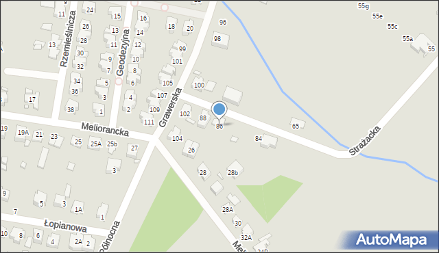 Wrocław, Strażacka, 86, mapa Wrocławia