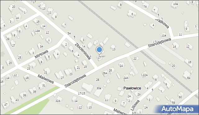 Wrocław, Starodębowa, 17, mapa Wrocławia