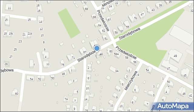Wrocław, Starodębowa, 42, mapa Wrocławia