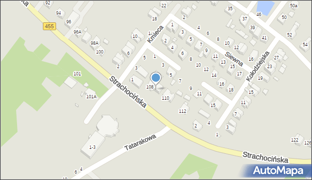 Wrocław, Strachocińska, 108A, mapa Wrocławia