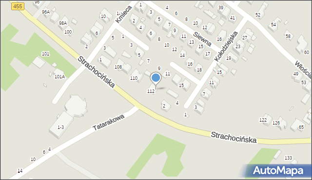 Wrocław, Strachocińska, 112A, mapa Wrocławia