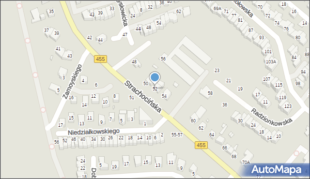 Wrocław, Strachocińska, 52, mapa Wrocławia