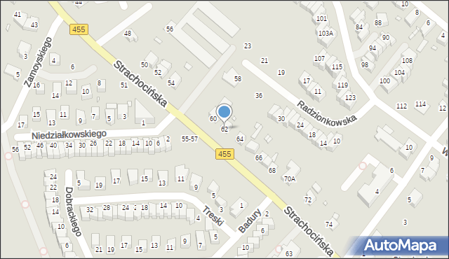 Wrocław, Strachocińska, 62, mapa Wrocławia