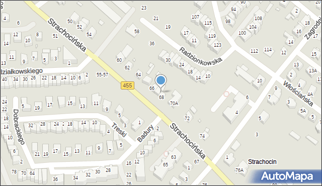 Wrocław, Strachocińska, 70, mapa Wrocławia