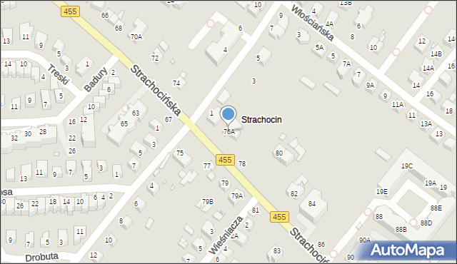 Wrocław, Strachocińska, 76A, mapa Wrocławia