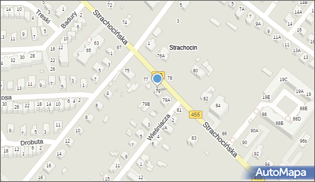 Wrocław, Strachocińska, 79, mapa Wrocławia